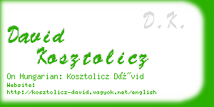 david kosztolicz business card
